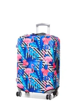 Housse De Valise Periea Black & White Stripes With Flamingos M
