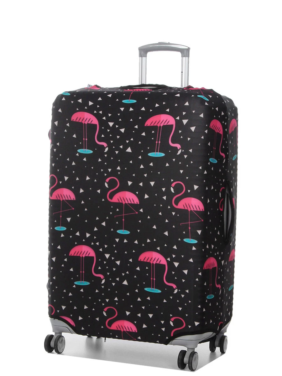 Housse De Valise Periea Black With Pink Flamingos L