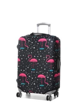 Housse De Valise Periea Black With Pink Flamingos M