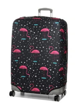 Housse De Valise Periea Black With Pink Flamingos XL